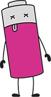Pink battery character